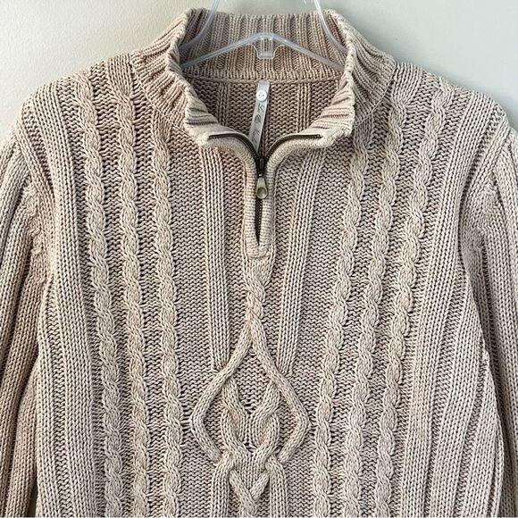Leo and Nicole Cotton Cable Knit Light Mocha Fisherman Sweater SZ XL - Picture 15 of 16